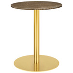 Gubi 1.0 Round Dining Table - Brass / Brown Emperador Marble
