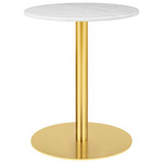 Gubi 1.0 Round Dining Table - Brass / White Carrera Marble