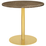 Gubi 1.0 Round Dining Table - Brass / Brown Emperador Marble