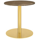 Gubi 1.0 Round Lounge Table - Brass / Brown Emperador Marble