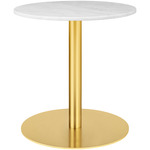 Gubi 1.0 Round Lounge Table - Brass / White Carrera Marble