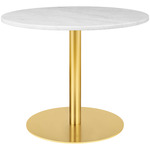 Gubi 1.0 Round Lounge Table - Brass / White Carrera Marble