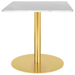 Gubi 1.0 Square Lounge Table - Brass / White Carrera Marble