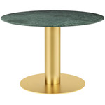 Gubi 2.0 Dining Table - Brass / Green Guatemala Marble