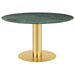 Gubi 2.0 Dining Table - Brass / Green Guatemala Marble