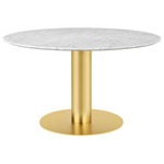 Gubi 2.0 Dining Table - Brass / White Carrera Marble