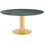 Gubi 2.0 Dining Table - Brass / Green Guatemala Marble