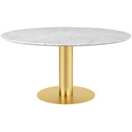 Gubi 2.0 Dining Table - Brass / White Carrera Marble