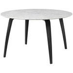 Gubi Marble Top Round Dining Table - Black Stained Ash / White Carrera Marble