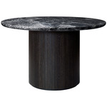 Moon Round Dining Table - Black Stained Oak / Grey Emperador Marble