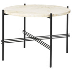 TS Small Round Coffee Table - Black / White Travertine