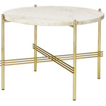 TS Small Round Coffee Table - Brass / White Travertine