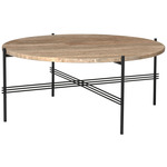 TS Medium Round Coffee Table - Black / Taupe Travertine