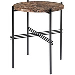 TS Round Side Table - Black / Brown Emperador Marble