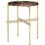 TS Round Side Table - Brass / Brown Emperador Marble