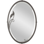 Beveled Oval Mirror with Leaf - Oil Rubbed Bronze / Mirror