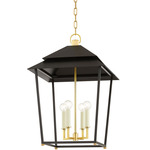 Natick Lantern Pendant - Aged Brass / Black