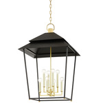 Natick Lantern Pendant - Aged Brass / Black