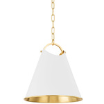 Burnbay Pendant - Aged Brass / White