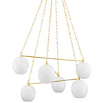 Asbury Park Chandelier - Aged Brass / White