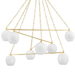 Asbury Park Chandelier - Aged Brass / White