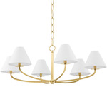 Stacey Chandelier - Aged Brass / White