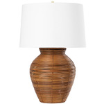 Newark Table Lamp - Rattan / White