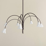 Flora Chandelier - Blackened Brass / Opaline