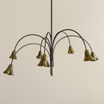 Flora Chandelier - Blackened Brass / Pistachio