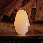 Calla Table Lamp - Patina Brass / Opaline with Amber Embellishments