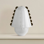 Calla Table Lamp - Blackened Brass / Opaline with Pistachio Embellishments