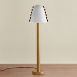 Calla Floor Lamp - Brass / Opaline with Amber Embellishments
