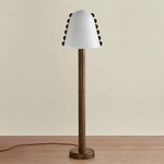 Calla Floor Lamp - Patina Brass / Opaline with Pistachio Embellishments