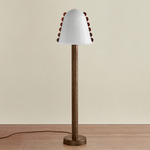Calla Floor Lamp - Patina Brass / Opaline with Amber Embellishments
