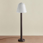 Calla Floor Lamp - Blackened Brass / Opaline with Opaline Embellishments