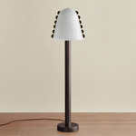Calla Floor Lamp - Blackened Brass / Opaline with Pistachio Embellishments