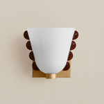 Calla Wall Sconce - Brass / Opaline with Amber Embellishments