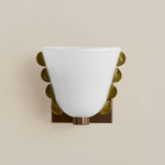 Calla Wall Sconce - Patina Brass / Opaline with Pistachio Embellishments