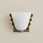 Calla Wall Sconce - Pewter / Opaline with Pistachio Embellishments