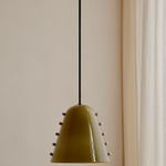 Gemma Pendant - Blackened Brass / Pistachio with Lilac Embelleshments