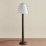 Gemma Floor Lamp - Blackened Brass / Opaline with Pistachio Embellishments