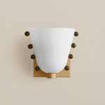 Gemma Wall Sconce - Brass / Opaline with Pistachio Embellishments