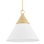 Mica Pendant - Aged Brass / White