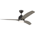 Avila Ceiling Fan with Light - Aged Pewter / Light Grey Weathered Oak