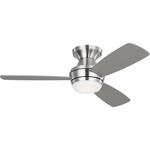 Ikon Hugger Ceiling Fan with Color Select Light - Brushed Steel / Silver / American Walnut