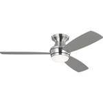 Ikon Hugger Ceiling Fan with Color Select Light - Brushed Steel / Silver / American Walnut