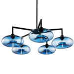 Quill Aurora Chandelier - Matte Black / Sapphire