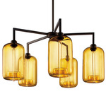 Quill Pod Chandelier - Matte Black / Amber