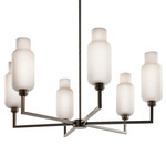 Quill Pharos Chandelier - Brushed Nickel / Opaline