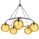 Solitaire Chandelier - Polished Aluminum / Amber